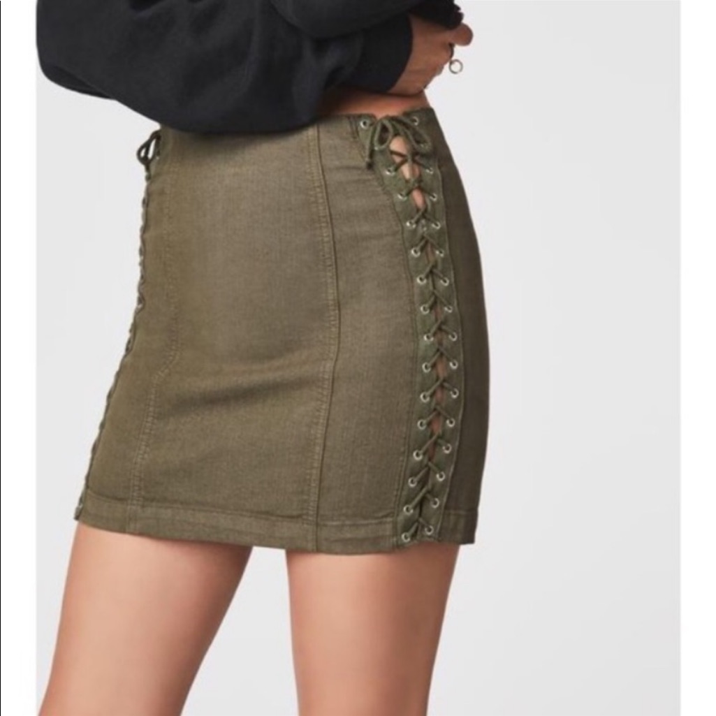 Green Lace Up Sides Carmar Imogen Skirt